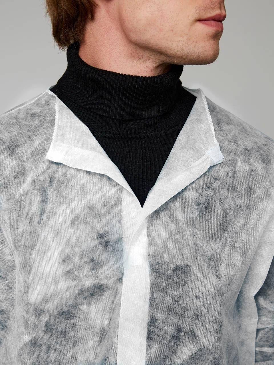 Халат одноразовый белый из спанбонда 20 г/м² на кнопках/липучках — фото 6