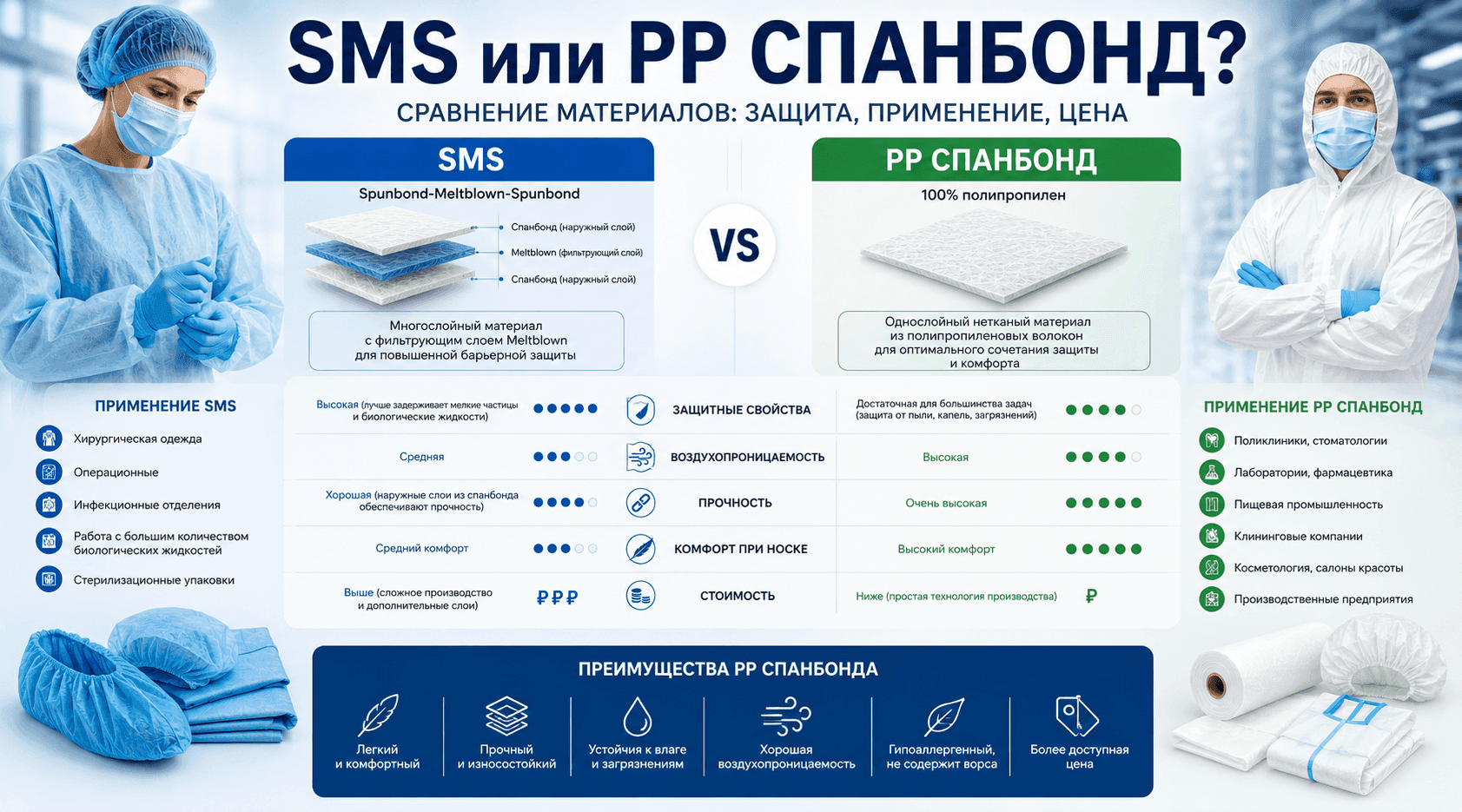 SMS или спанбонд: сравнение материалов, отличия, преимущества PP спанбонда | MKSIZ